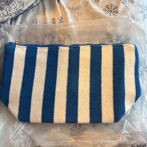 Beauty Stash Fun In The Sun Blue And White Striped Terry Cloth Cosmetic Bag
